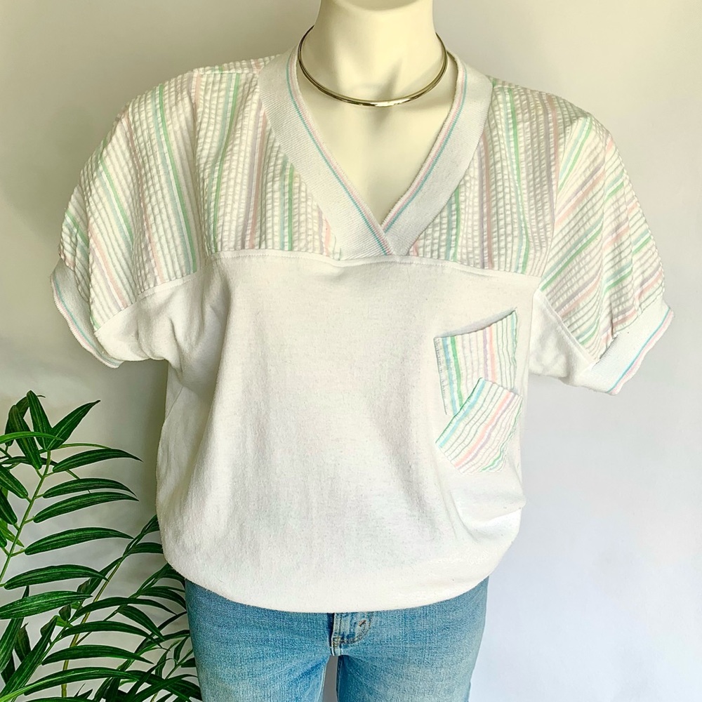 v i n t a g e :: Pastel Seersucker Cape Cod Slouchy Granny Top - Picture 12 of 12